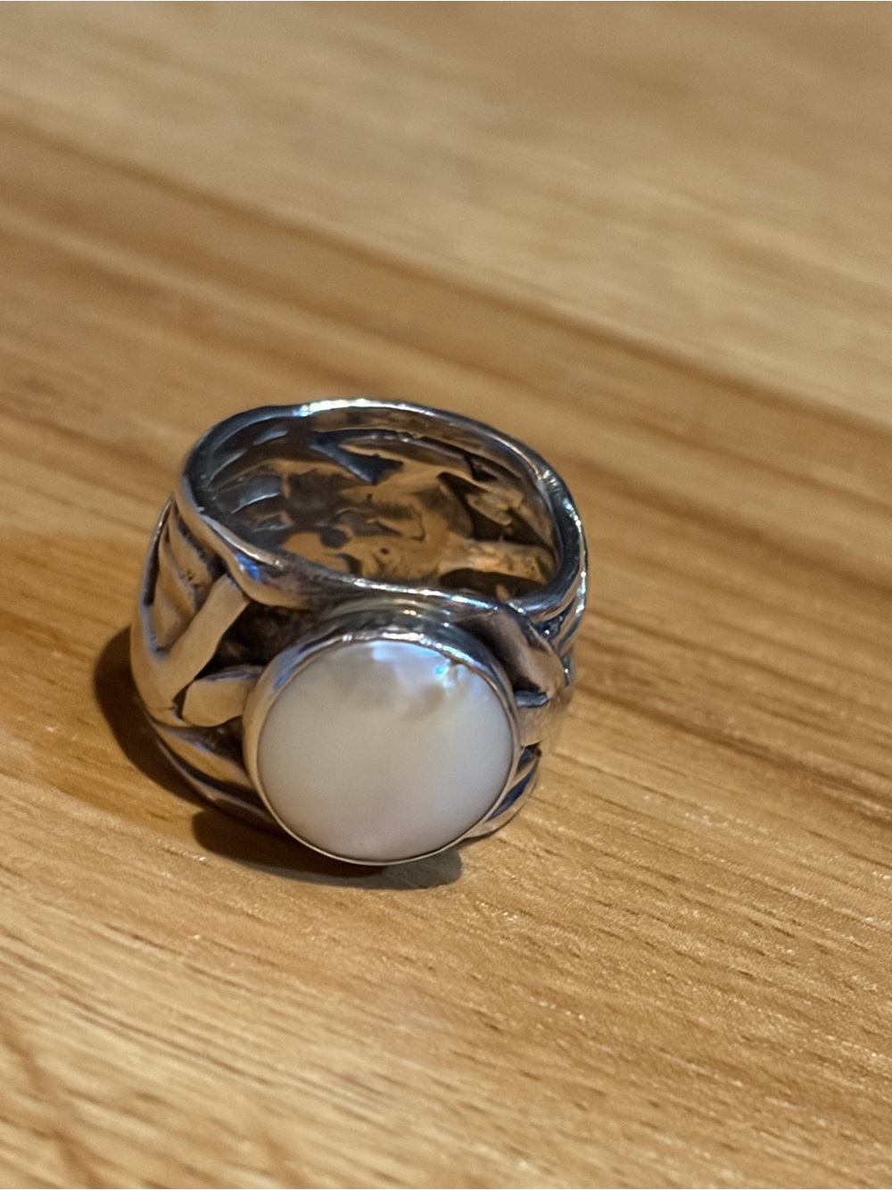 Silpada Silver Ring with Cream Mother-of-Pearl Cabochon